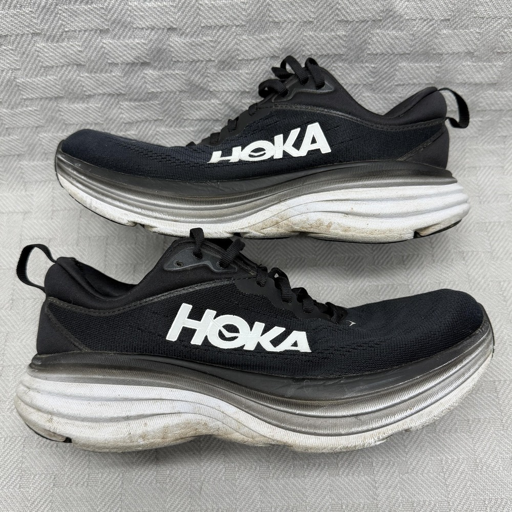 Hoka‎ One One Bondi 8 Shoes Womens Size 8 Black Running Wide 1127954 BWHT - Picture 10 of 12